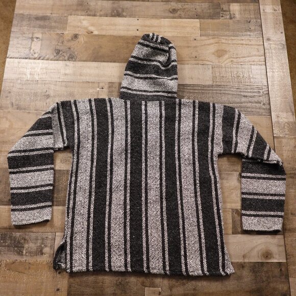 Artesanias Mickey Mexican Baja Hoodie drug rug men's large white black - Picture 6 of 7